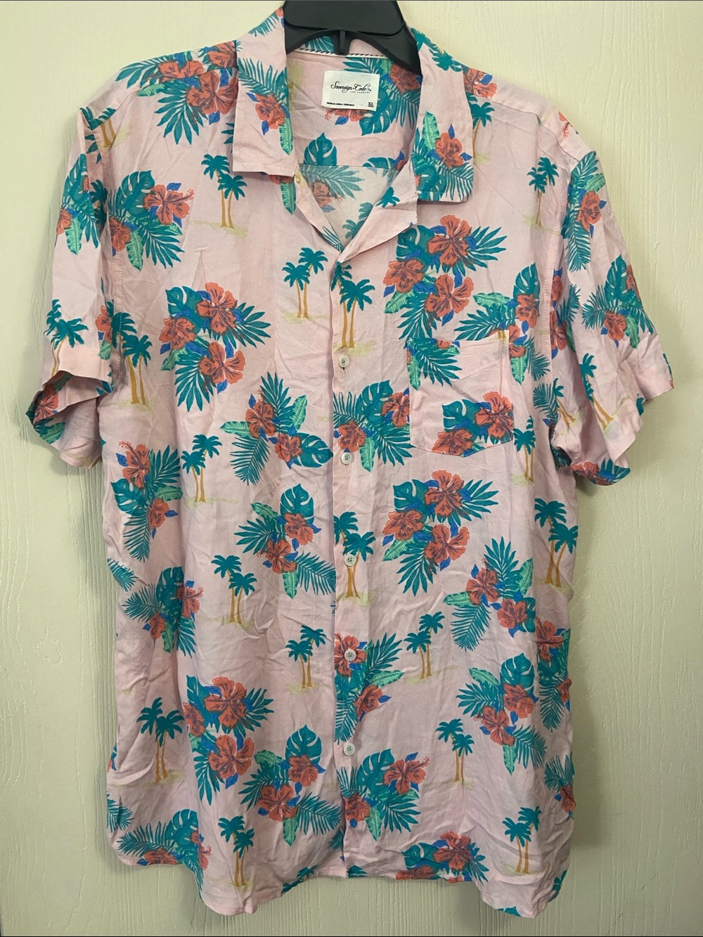 Men's Pink Floral Button Up Dress Shirt